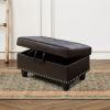 Brown Semi PU Synthetic Leather Storage Ottoman