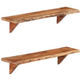 Wall Shelves 2 pcs 35.4"x7.9"x7.1" Solid Acacia Wood