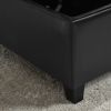 Large Square Faux Leather Storage Ottoman | Coffee table for Living Room & Bedroom (Black)