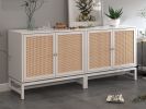 Natural rattan 2 door cabinet; with 1 Adjustable Inner Shelves; rattan; Accent Storage Cabinet