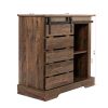 Side Cabinet Buffet Sideboard with Sliding Barn Door and Interior Shelves,Espresso