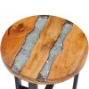 Coffee Table 15.7"x17.7" Solid Teak Wood and Polyresin