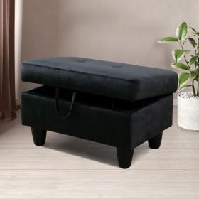 Black Flannel Living Room Sofa Ottoman