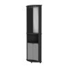 Kempwell 2-Door 2-Shelf Corner Bar Cabinet with Glass Rack Black