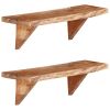 Wall Shelves 2 pcs 23.6"x7.9"x7.1" Solid Acacia Wood