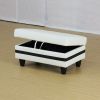 White And Black Semi PU Synthetic Leather Storage Ottoman