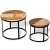 Two Piece Coffee Table Set Solid Reclaimed Wood Round 15.7"/19.7"