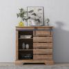 Side Cabinet Buffet Sideboard with Sliding Barn Door and Interior Shelves,Espresso