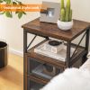 Set of 2 Modern Nightstand with 2 Flip Drawers and Open Shelf