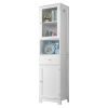 FCH MDF Spray Paint Upper And Lower 2 Doors 1 Pumping 1 Shelf Bathroom Cabinet White