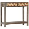 Console Table Gray 33.9"x11.8"x29.9" Solid Mango Wood