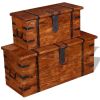 Two Piece Storage Chest Set Solid Wood