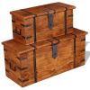 Two Piece Storage Chest Set Solid Wood