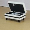 White And Black Semi PU Synthetic Leather Storage Ottoman