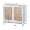 Natural rattan 2 door cabinet; with 1 Adjustable Inner Shelves; rattan; Accent Storage Cabinet