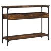 Console Table with Shelf Smoked Oak 39.4"x11.4"x29.5" Engineered Wood