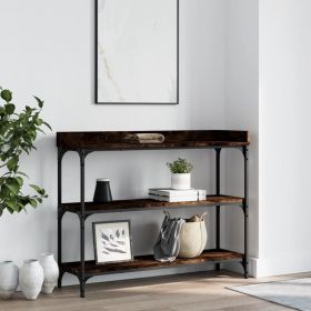 Console Table with Shelves Smoked Oak 39.4"x11.8"x31.5"