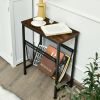 Narrow End Table with Magazine Holder Sling for Small Space