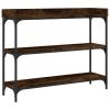 Console Table with Shelves Smoked Oak 39.4"x11.8"x31.5"