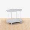 End Table 24" 2-Tiers Oval Nightstand, Modern Marble Small Table Coffee Tea Sofa Table for Living Room Indoor Balcony