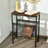 Narrow End Table with Magazine Holder Sling for Small Space