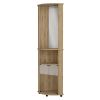 Kempwell 2-Door 2-Shelf Corner Bar Cabinet with Glass Rack Macadamia