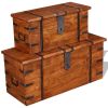 Two Piece Storage Chest Set Solid Wood