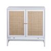 Natural rattan 2 door cabinet; with 1 Adjustable Inner Shelves; rattan; Accent Storage Cabinet