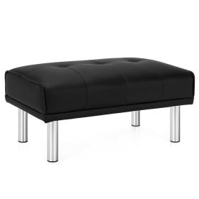 Rectangle Tufted Ottoman with Stainless Steel Legs for Living Room