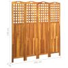 4-Panel Room Divider 63.4"x0.8"x66.9" Solid Acacia Wood