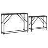 Nesting Console Tables 2 pcs Black Engineered Wood