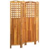 4-Panel Room Divider 63.4"x0.8"x66.9" Solid Acacia Wood