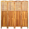 4-Panel Room Divider 63.4"x0.8"x66.9" Solid Acacia Wood