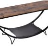 Rustic Industrial Design Demilune Shape Textured Metal Distressed Wood Console Table