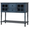 Sideboard Console Table with Bottom Shelf, Farmhouse Wood/Glass Buffet Storage Cabinet Living Room