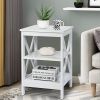 3-Tier X-Design Nightstands with Storage Shelves for Living Room Bedroom