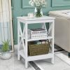 3-Tier X-Design Nightstands with Storage Shelves for Living Room Bedroom