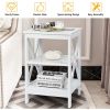 3-Tier X-Design Nightstands with Storage Shelves for Living Room Bedroom