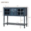 Sideboard Console Table with Bottom Shelf, Farmhouse Wood/Glass Buffet Storage Cabinet Living Room