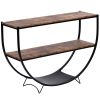 Rustic Industrial Design Demilune Shape Textured Metal Distressed Wood Console Table