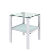 Glass two layer tea table;  small round table;  bedroom corner table;  living room white side table