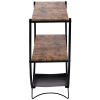 Rustic Industrial Design Demilune Shape Textured Metal Distressed Wood Console Table