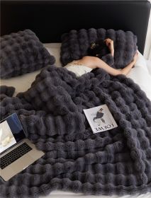 Polyester Carpet Rabbit Bubble Velvet Thickened Nap Blanket Quilt (Option: Graphite Gray-100 Ã— 160cm)